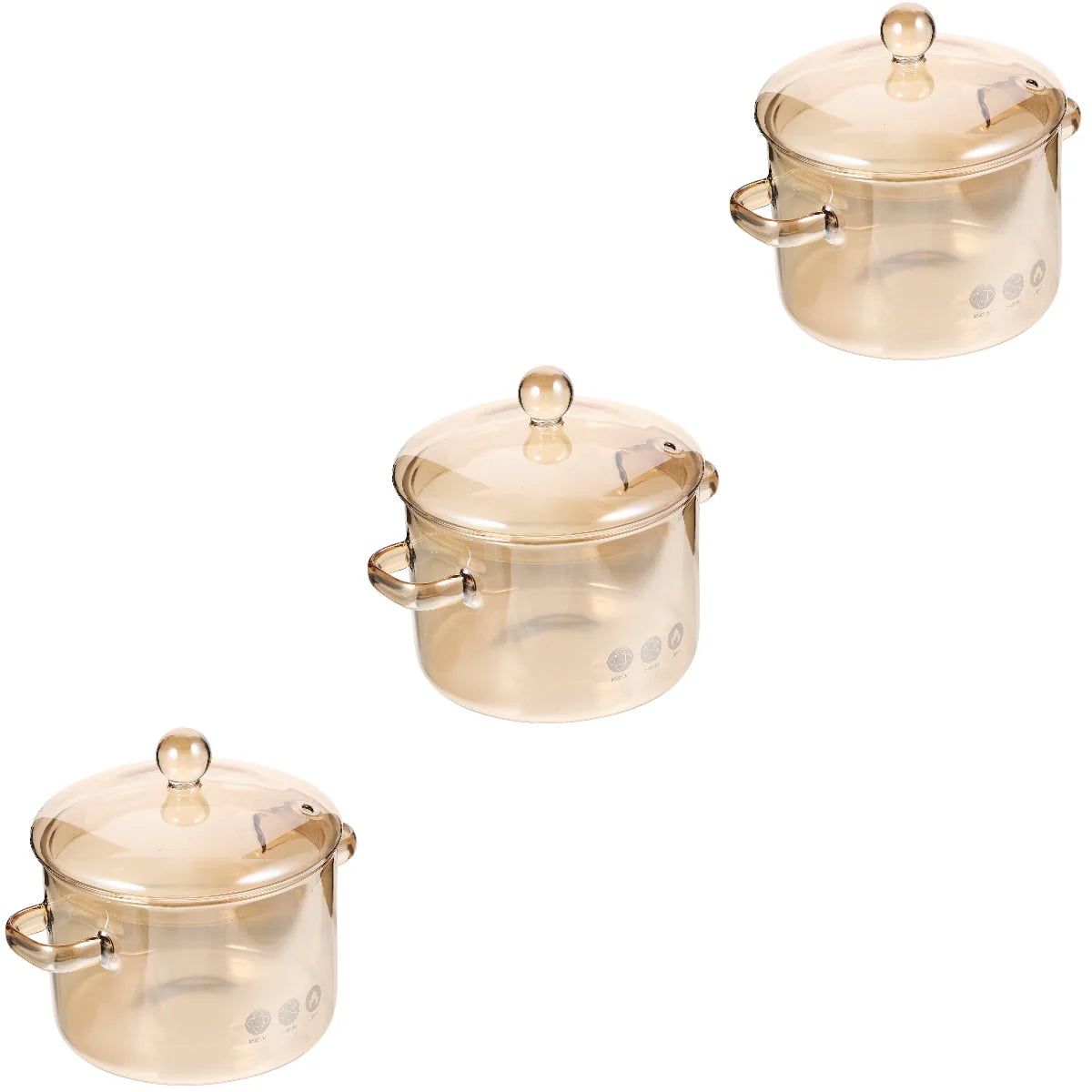 Homemaxs 3pcs High Borosilicate Glass Stockpot with Lid and Double Ear Noodle Bowl Korean Ramen Pot