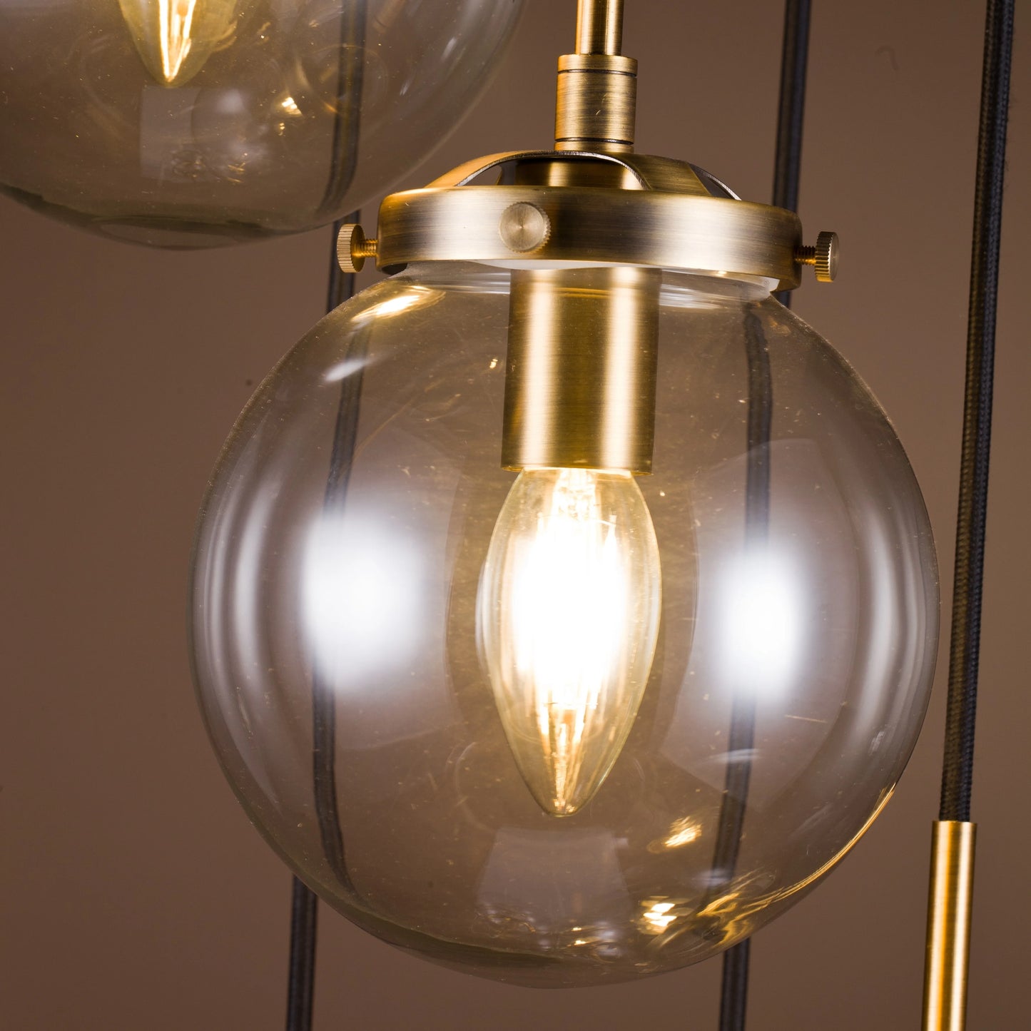 JYYQ.INC 5-Lights Modern Staircase Globe Bubble Glass Linear Chandelier Gold