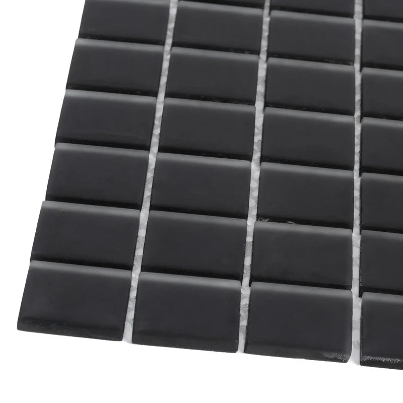 10 pack Black 11.8 in. x 11.8 in. 1x1 Matte Finished Glass Mosaic Floor and Wall Tile (9.67 sq. ft./Case)