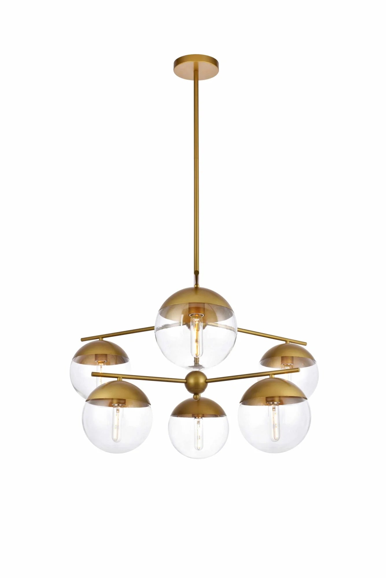 Eclipse 6 Lights Brass Pendant With Clear Glass