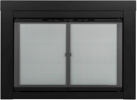 Pleasant Hearth Warming AN-1012 Alpine Fireplace Glass Door for Masonry Fireplaces, Large, Black