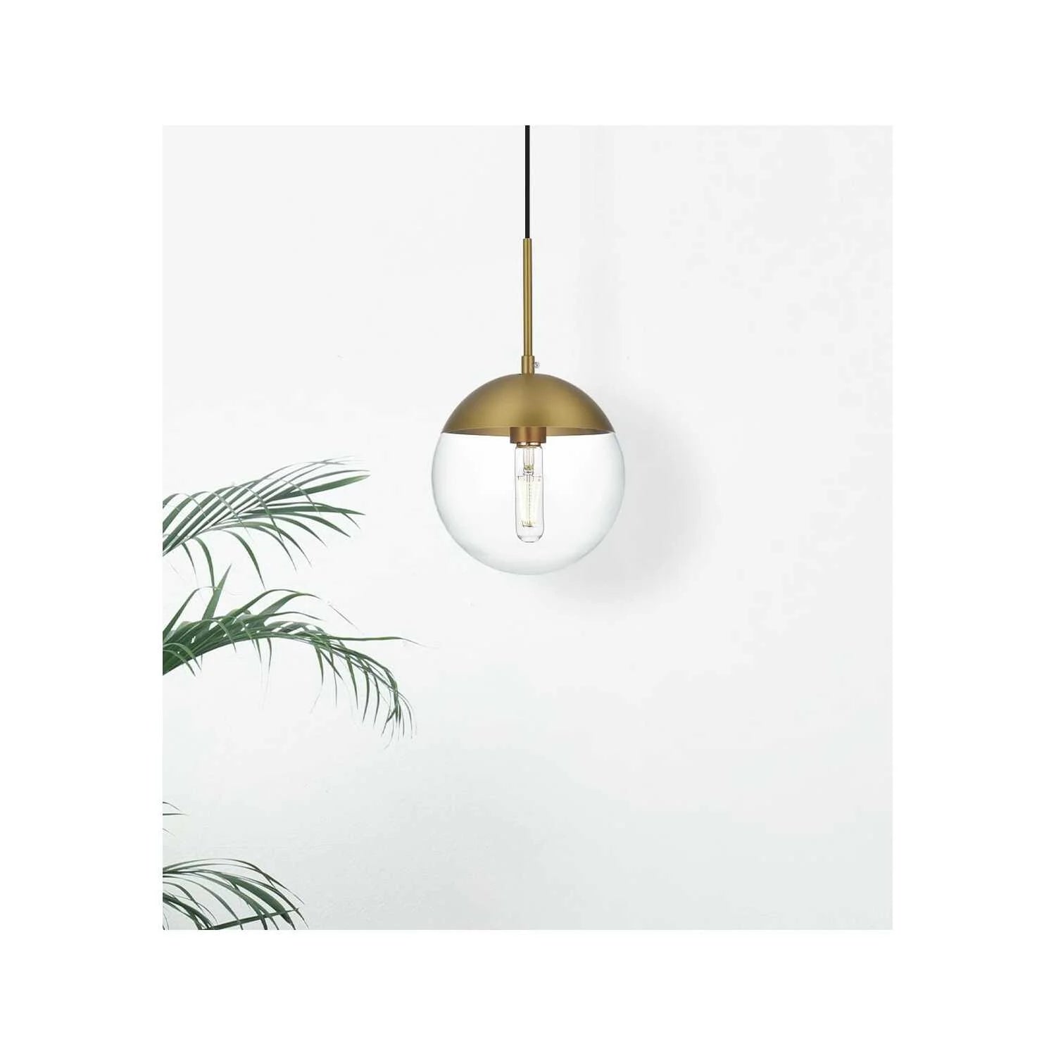 Living District Eclipse 1-Light Metal & Glass Pendant in Brass and Clear