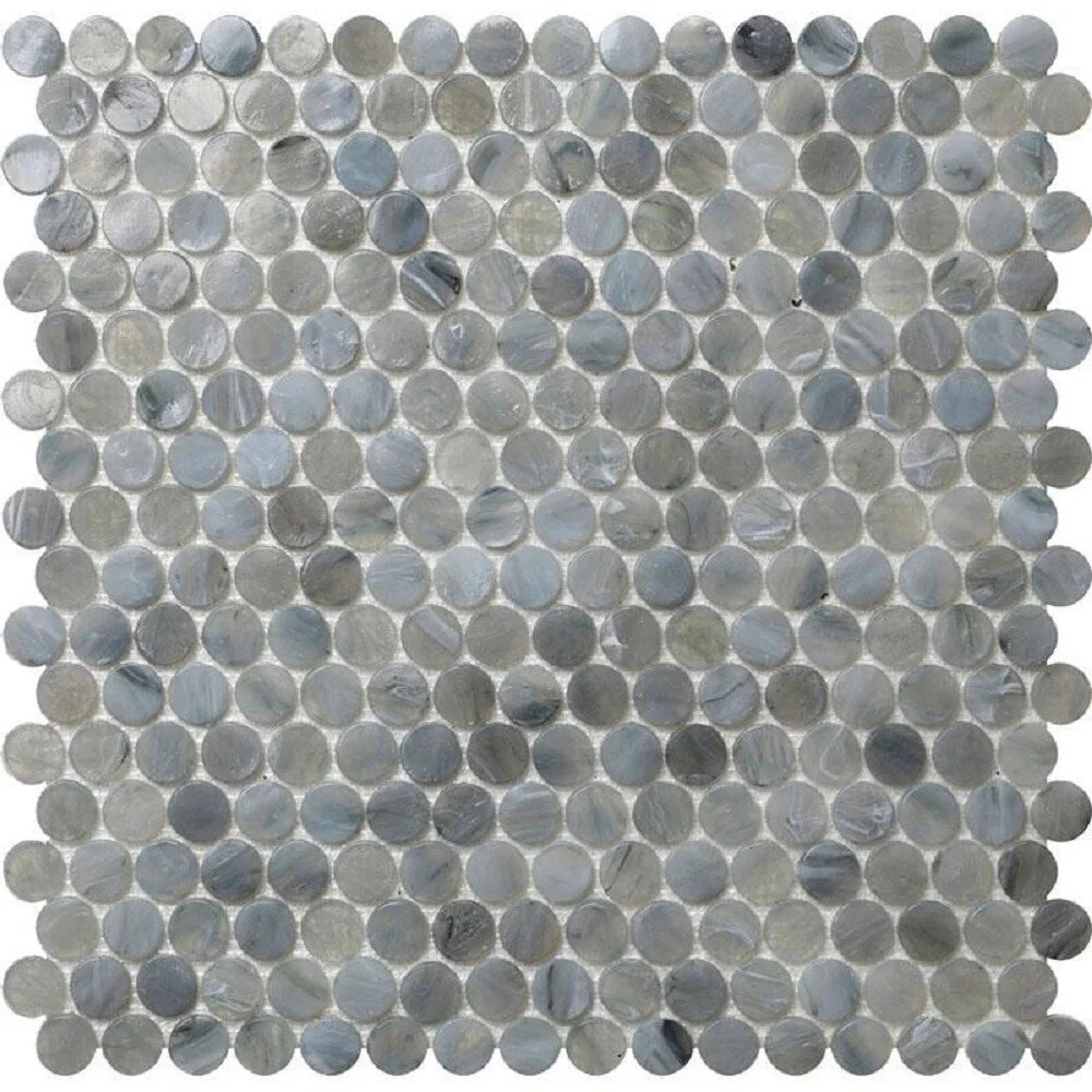 Apollo Tile 10 pack 12.2-in x 12.2-in Gray Penny Round Glass Mosaic Floor and Wall Tile (10.34 Sq ft/case)
