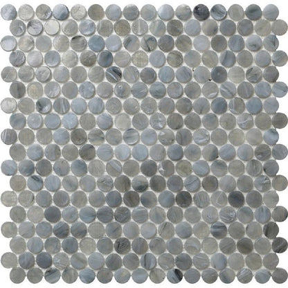Apollo Tile 10 pack 12.2-in x 12.2-in Gray Penny Round Glass Mosaic Floor and Wall Tile (10.34 Sq ft/case)