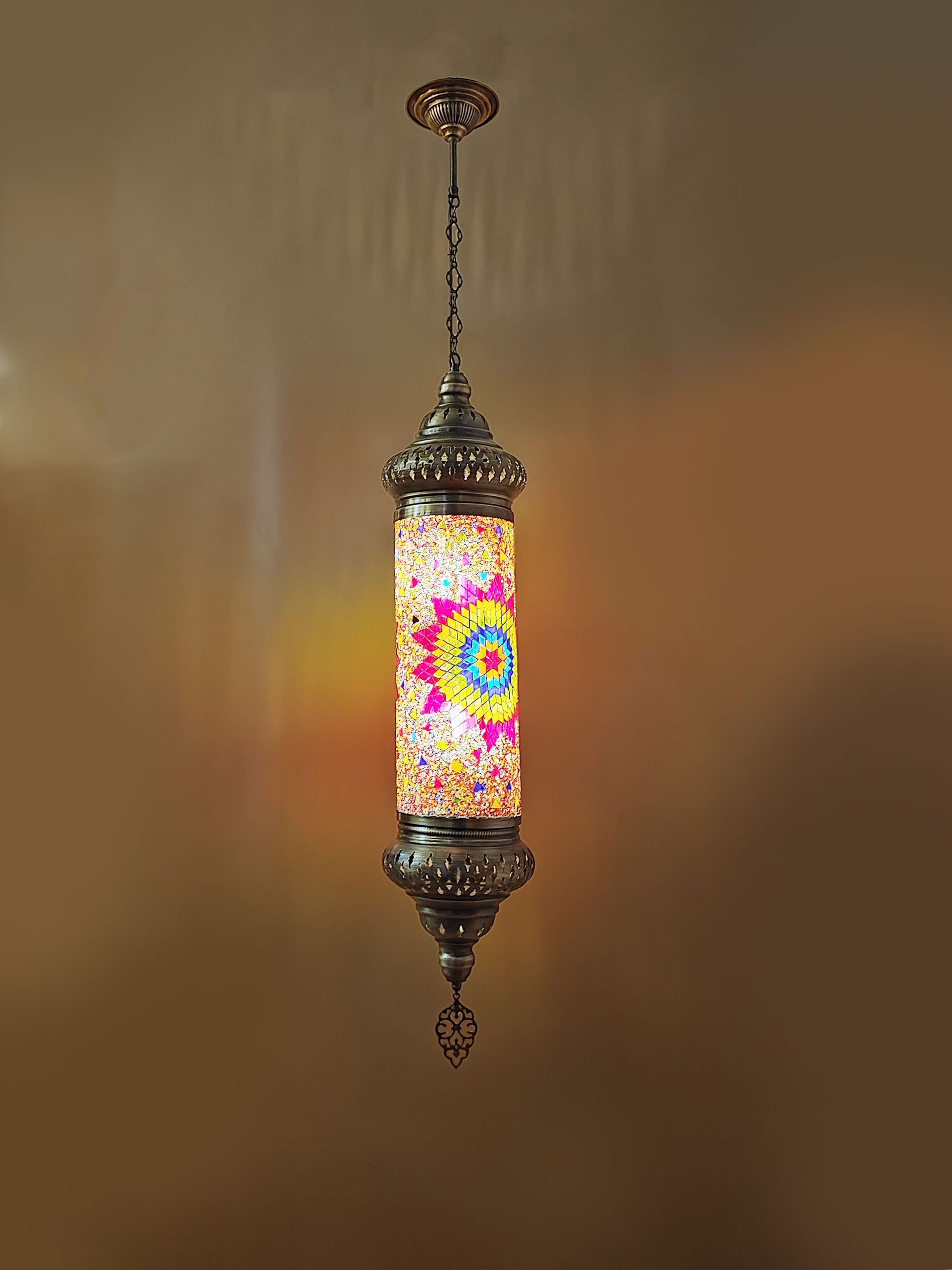 Angora Tantine Turkish Lamp | Blown Glass Turkish Pendant Hanging Lamps for Living Room (51.18")