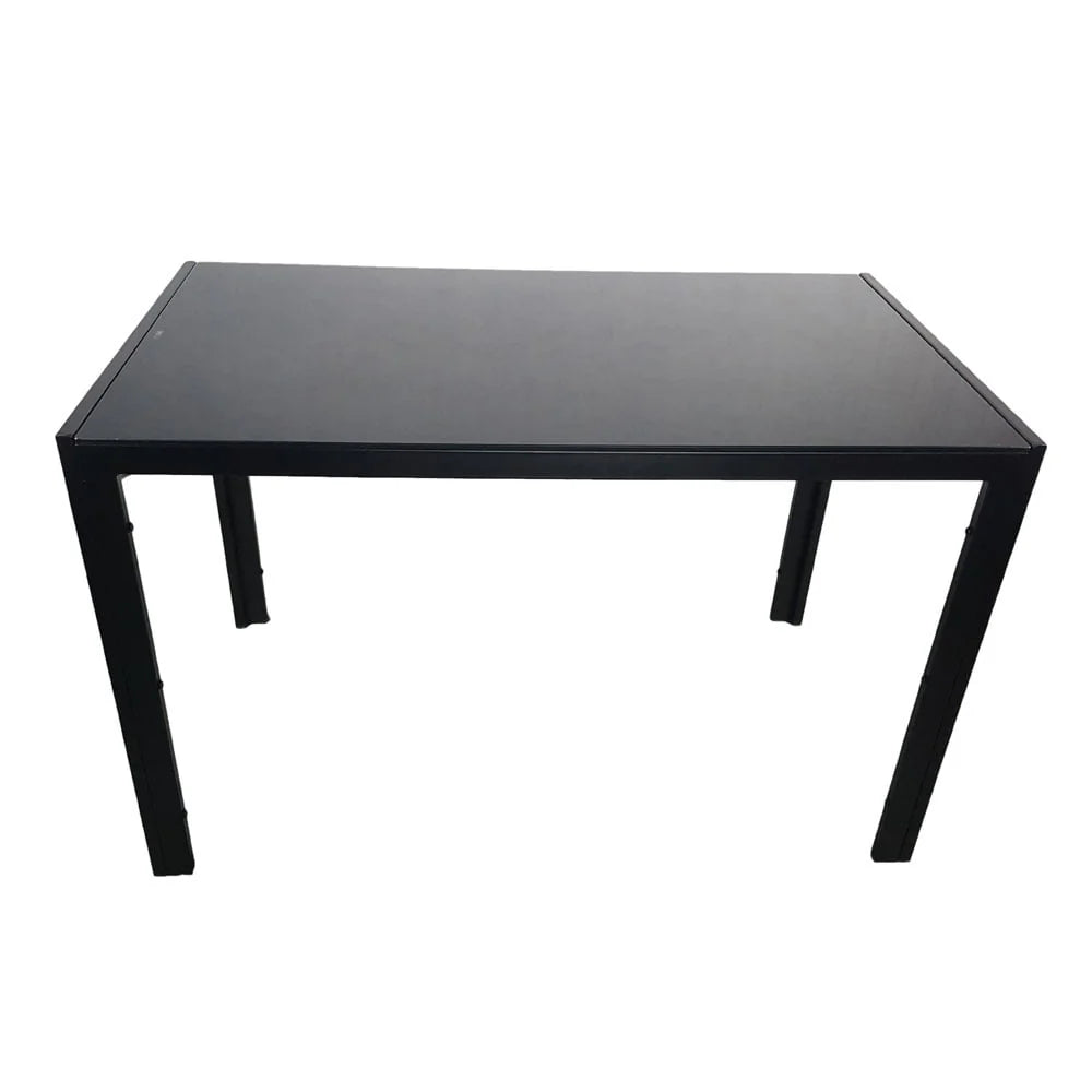 Resenkos Simplistic Assembled Tempered Glass & Iron Dining Tables - Black