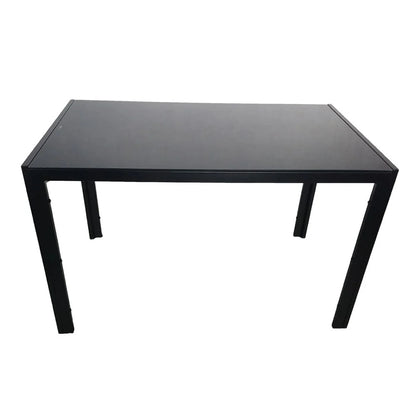Resenkos Simplistic Assembled Tempered Glass & Iron Dining Tables - Black