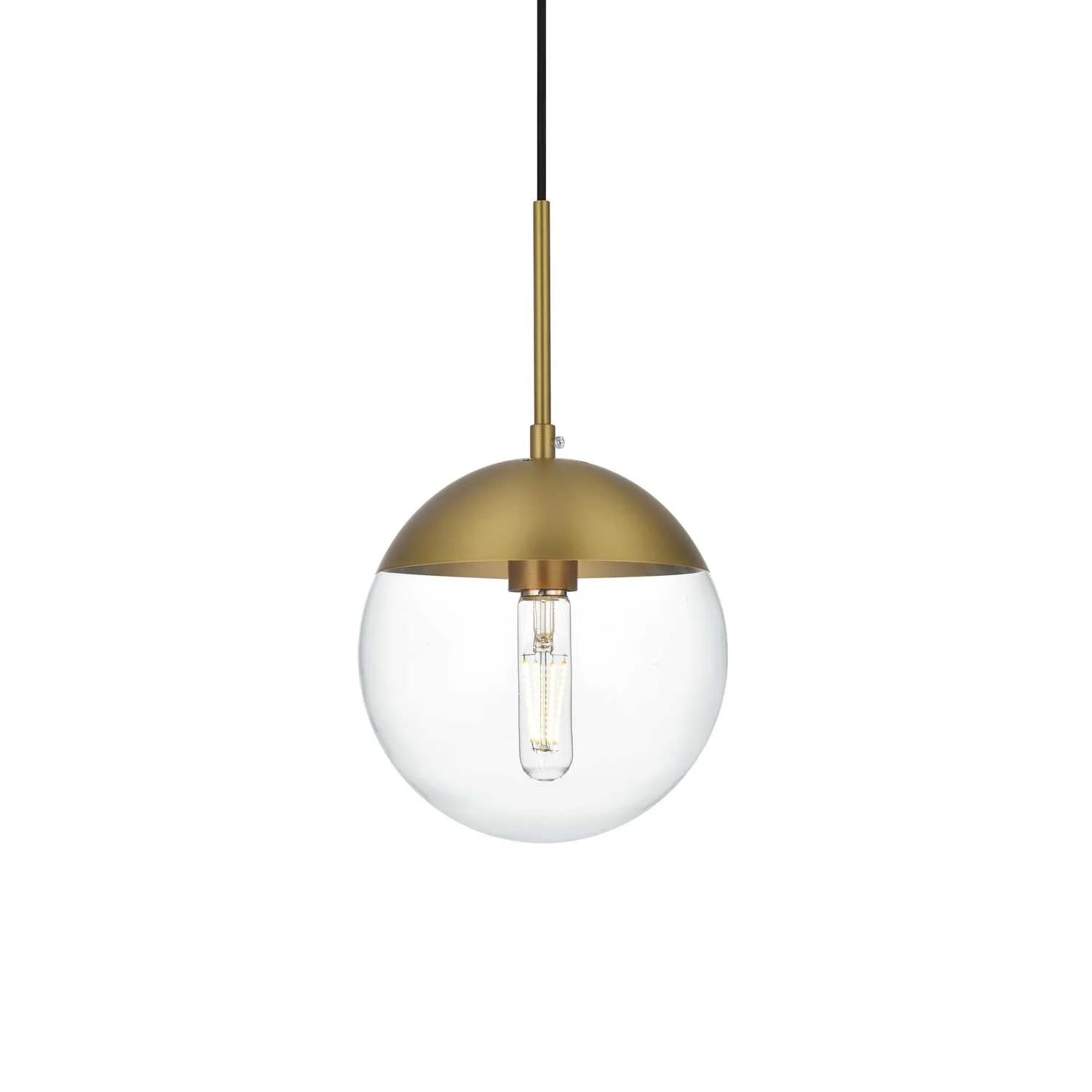 Living District Eclipse 1-Light Metal & Glass Pendant in Brass and Clear