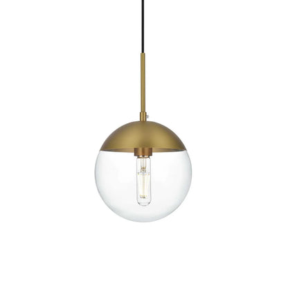 Living District Eclipse 1-Light Metal & Glass Pendant in Brass and Clear