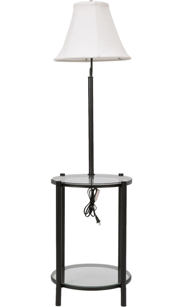 Mainstays Glass End Table Floor Lamp, Matte Black