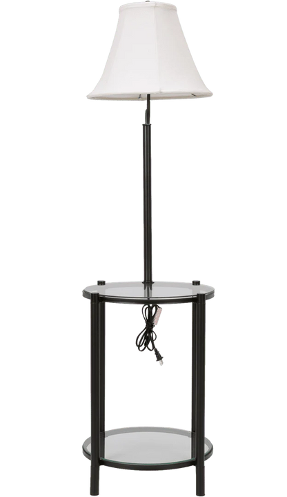 Mainstays Glass End Table Floor Lamp, Matte Black