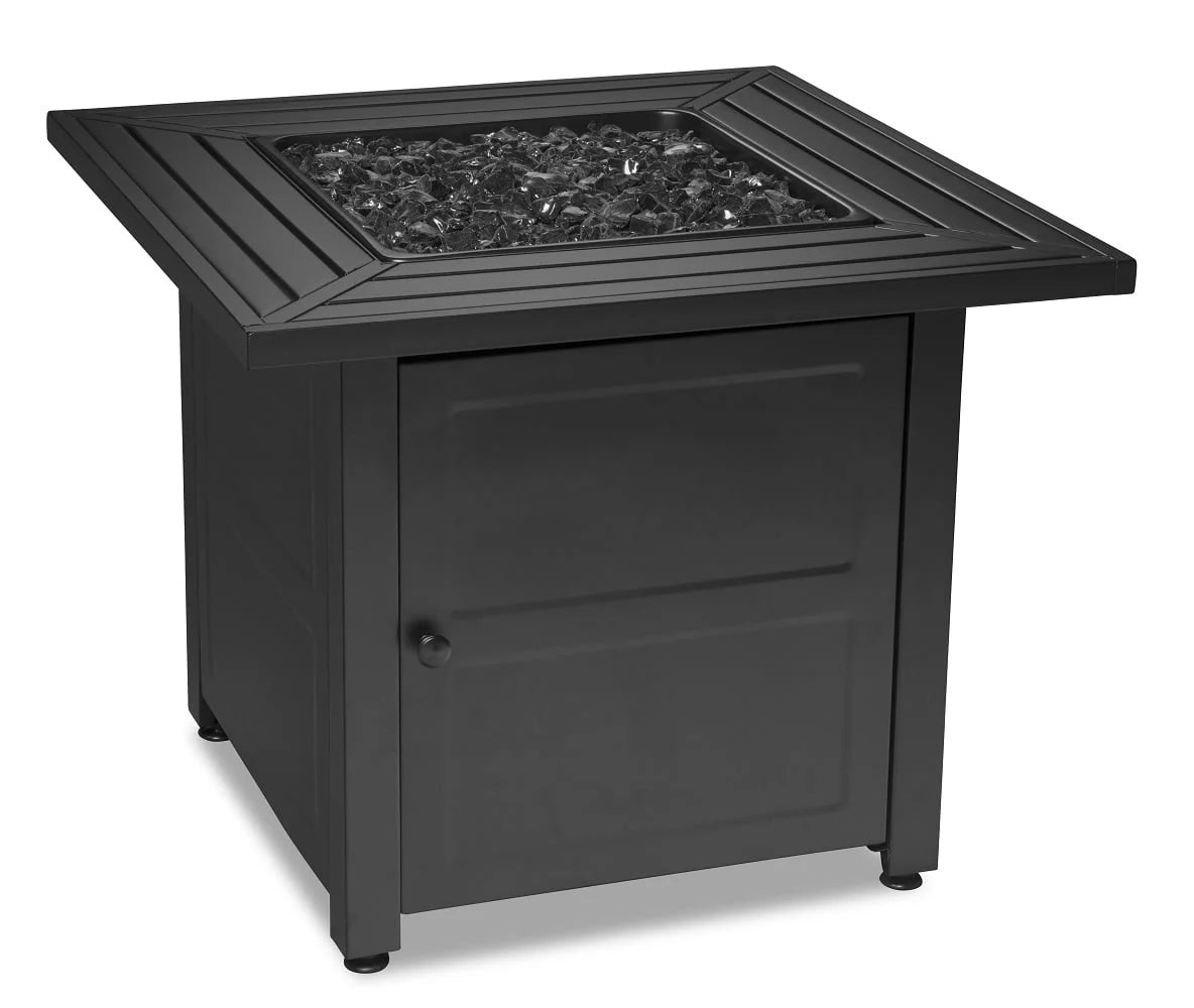 30" Square 30,000 BTU LP Gas Outdoor Fire Table with Black Fire Glass