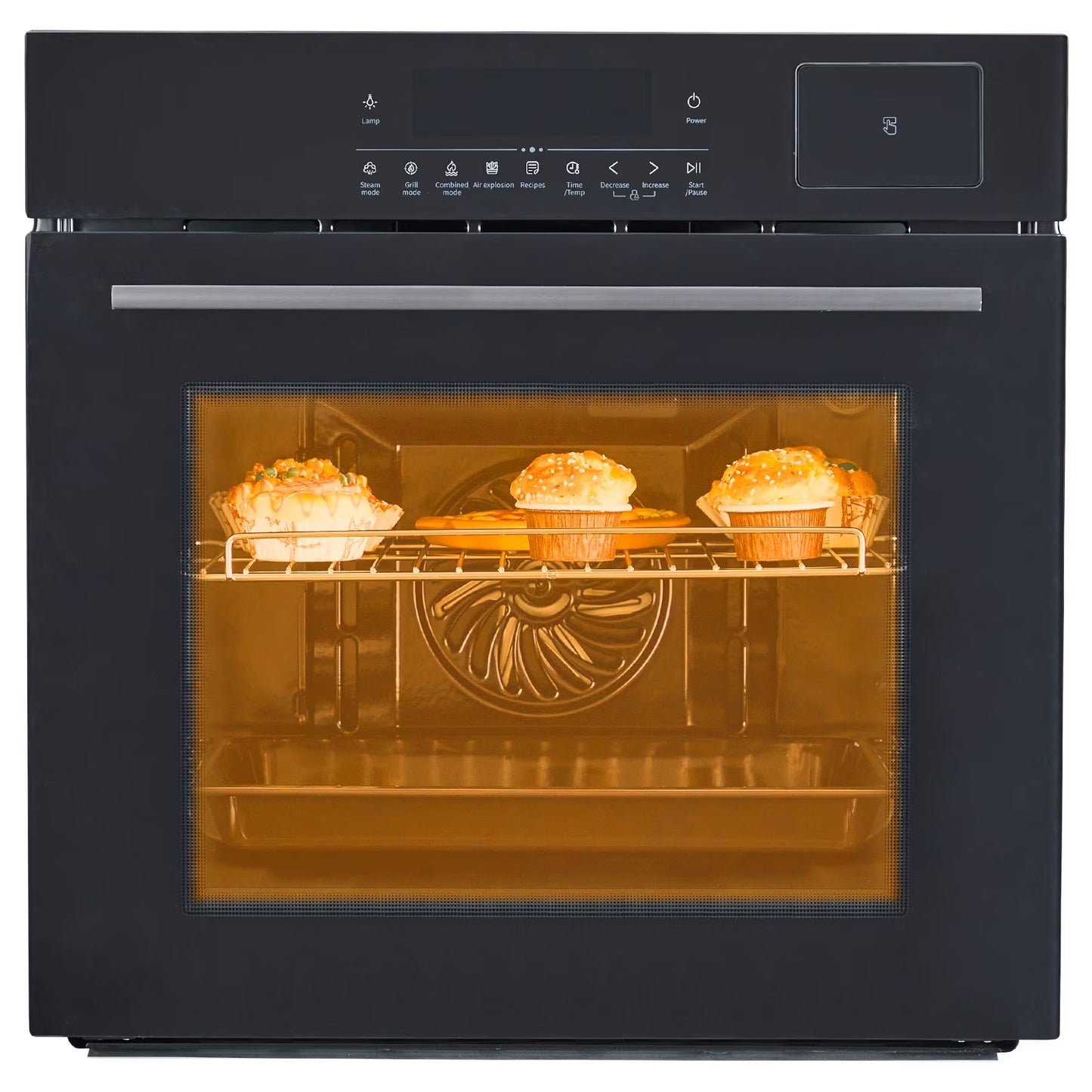 24" Electric Single Wall Oven - 70L Convection Oven with Air Frying, 2.5Cu.ft with 8 Baking Modes, 3D Surround Heating, Double-Layered Glass Door, Touch Control, Timer