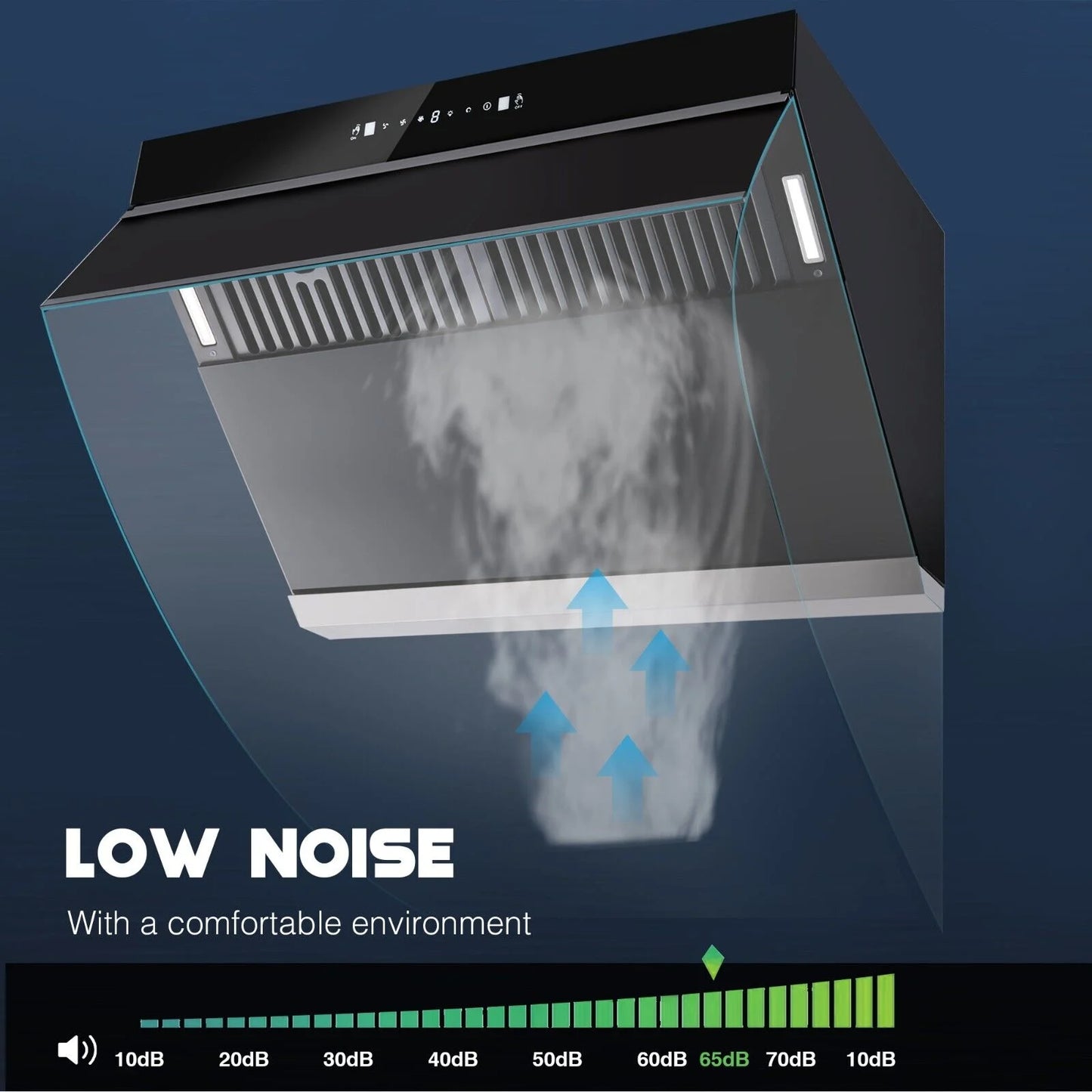 Tieasy 30 inch Under Cabinet Range Hood 900CFM Gesture Touch Control Tempered Glass
