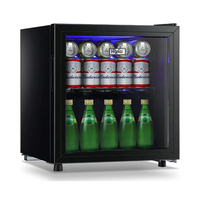 62-Can Beverage Cooler and Refrigerator, Small Mini Fridge for Home, Office or Bar with Glass Door and Adjustable Removable Shelves,Perfect for Soda Beer or Wine, Stainless Steel, 1.6 Cu.Ft.