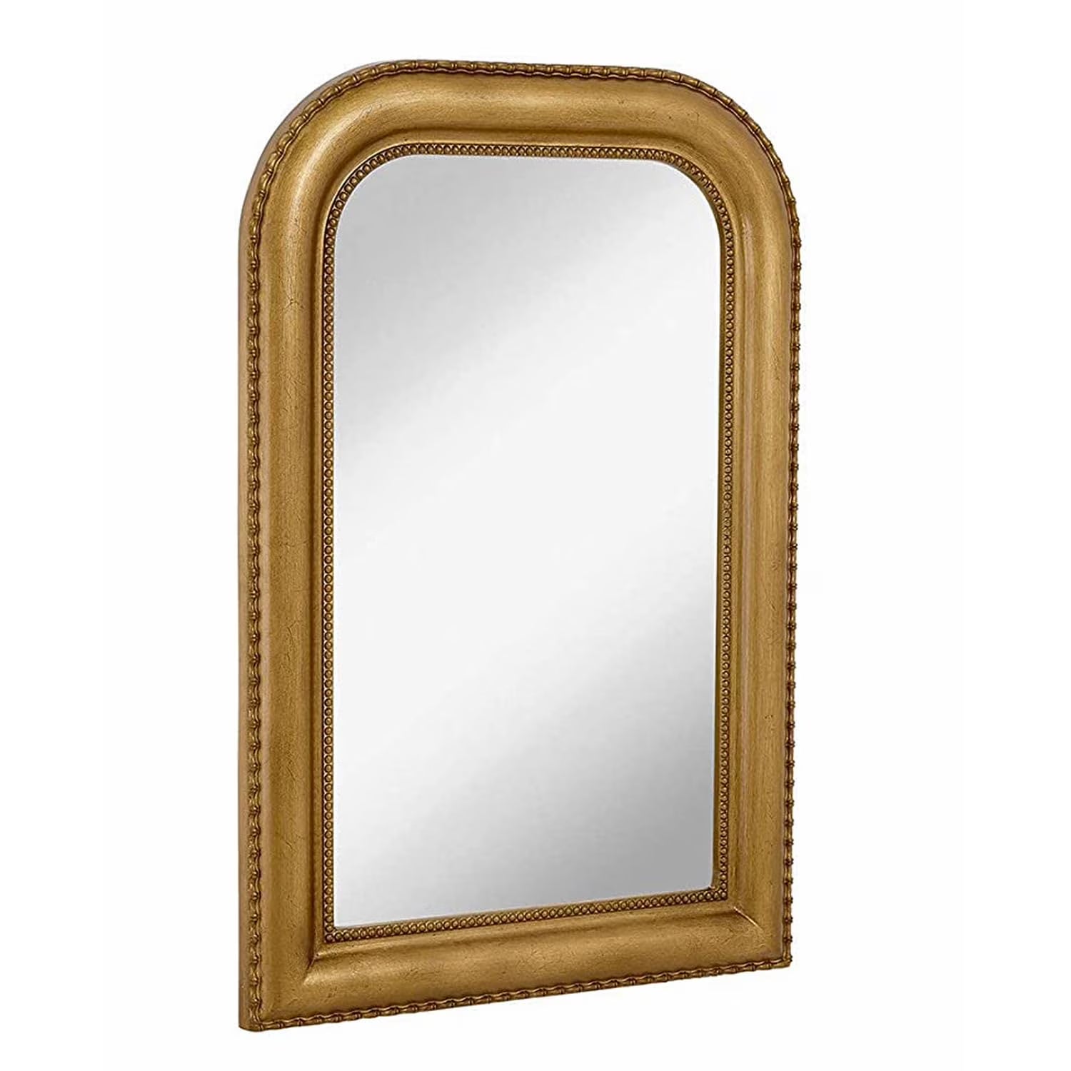 Hamilton Hills 36" x 24" Classic Gold Framed Polished Glass Top Round Corner Mirror - Thick Arched Top Rich Wall Mirror - Vanity for Bathroom Decor, Bedroom, Living Room - Hangs Horizontal or Vertica