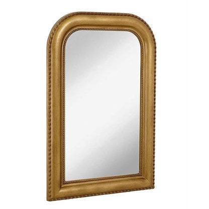 Hamilton Hills 36" x 24" Classic Gold Framed Polished Glass Top Round Corner Mirror - Thick Arched Top Rich Wall Mirror - Vanity for Bathroom Decor, Bedroom, Living Room - Hangs Horizontal or Vertica
