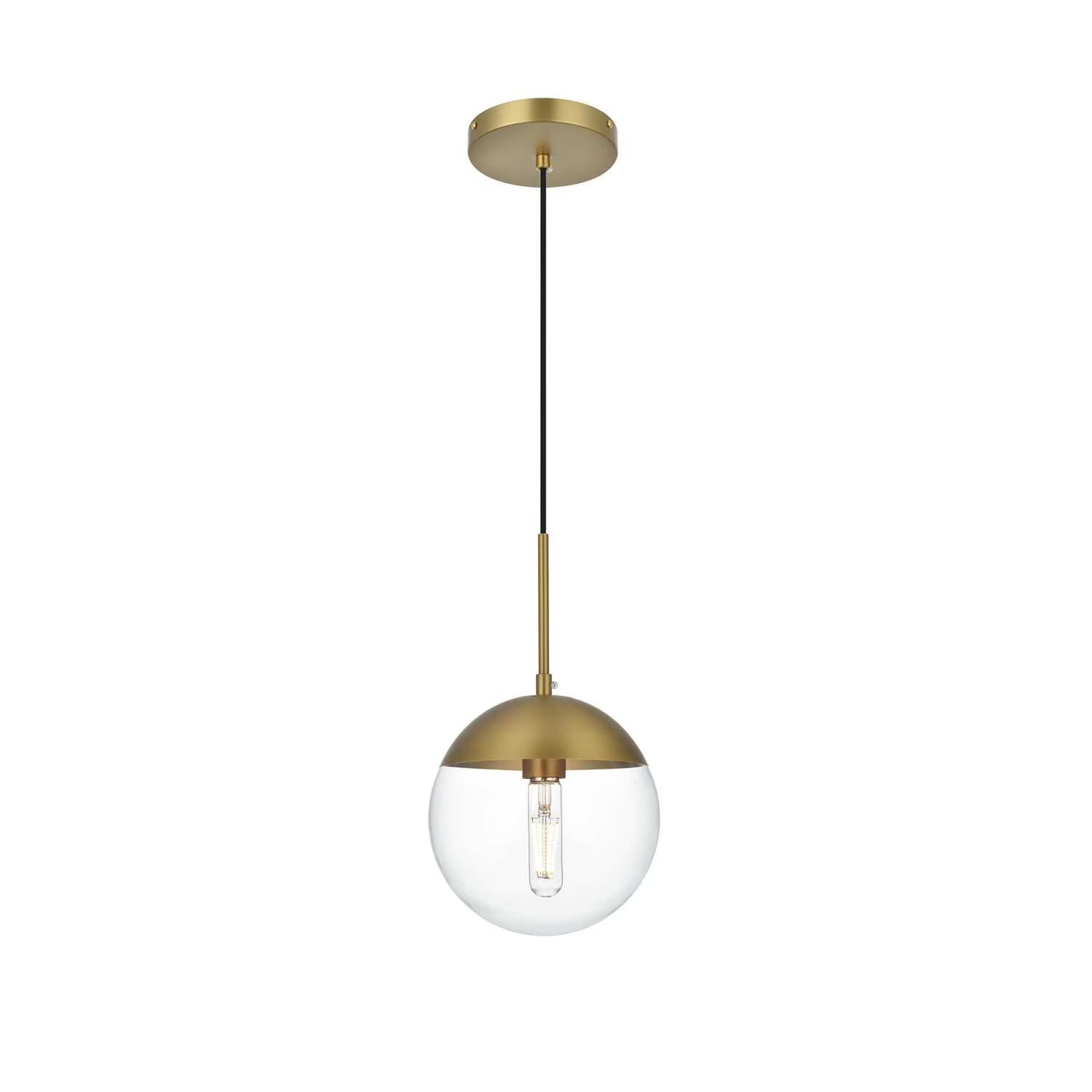 Living District Eclipse 1-Light Metal & Glass Pendant in Brass and Clear