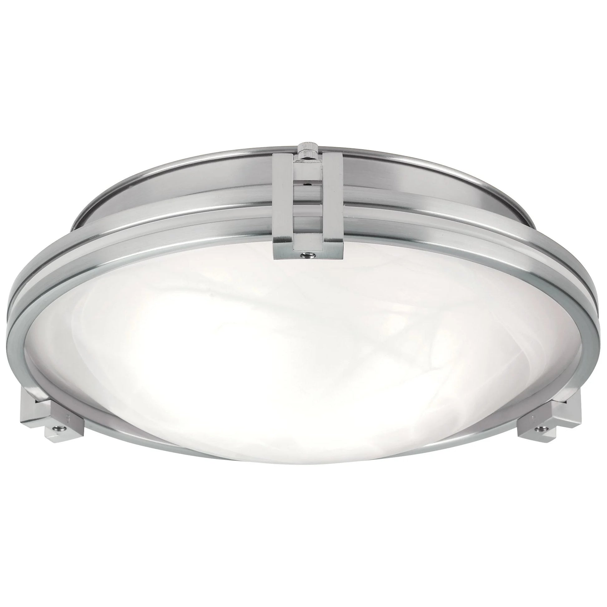 Possini Euro Design Deco Modern Ceiling Light Flush Mount Fixture 12 3/4" Wide Brushed Nickel 2-Light Marbleized Glass for Bedroom Kitchen Living Room