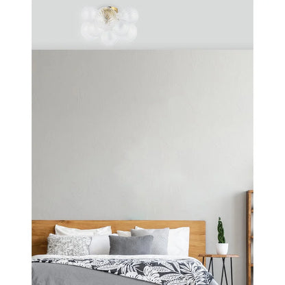 Dainolite 3 Light Flush Mount, Aged Brass w/Clear Spiral Glass