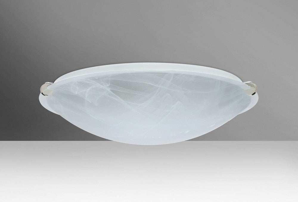 968152-SN-Besa Lighting-Trio 16-Two Light Flush Mount-15.75 Inches Wide by 4.75 Inches High-Satin Nickel Finish-Marble Glass Color-Incandescent