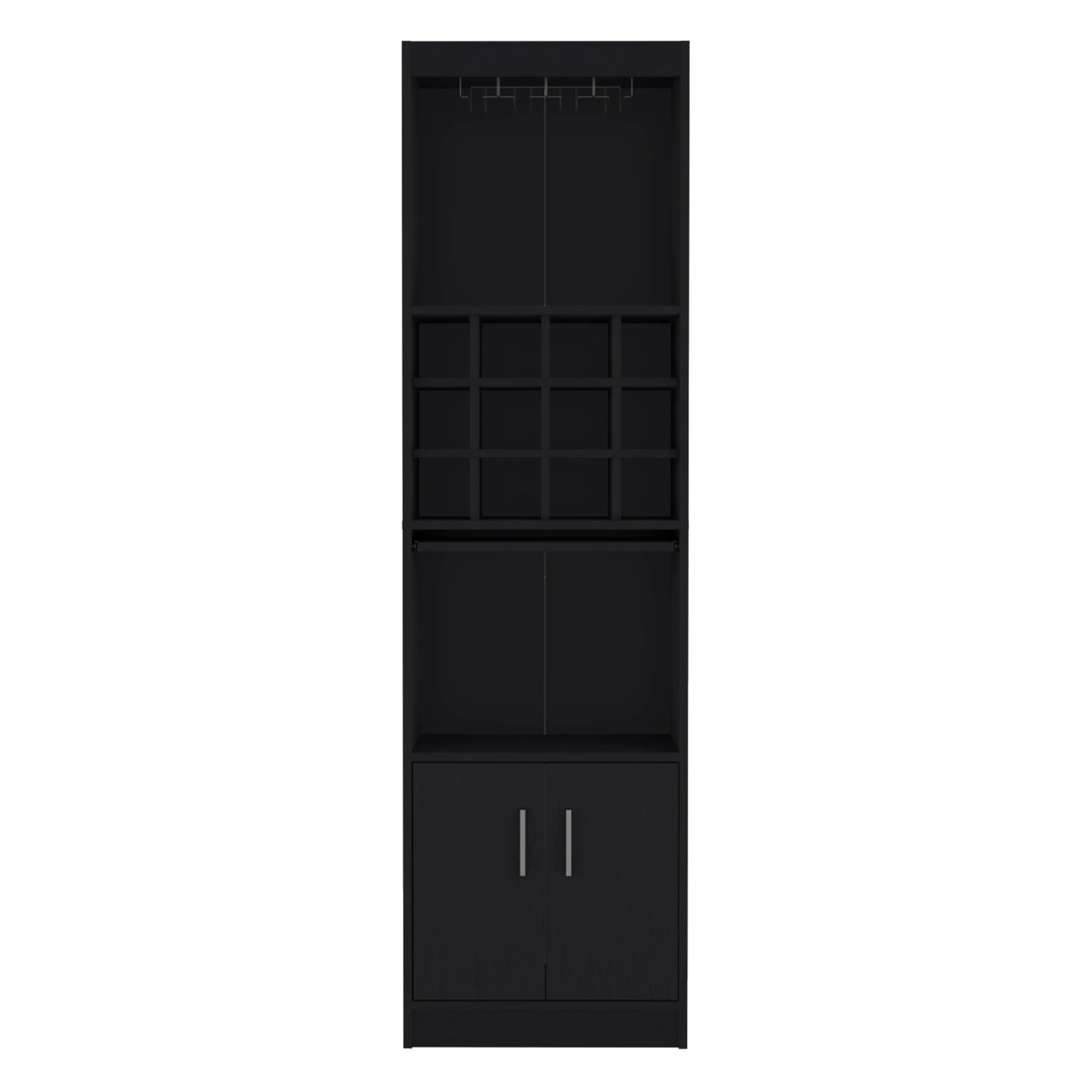 Royard Oaktree 71.1" Tall Bar Cabinet with 12-bottle Cubbies and Glass Holder, Freestanding Liquor Cabinet with Doors, Stemware Rack, Shelves, and Pull Out Tray for Living Room, Kitchen, White