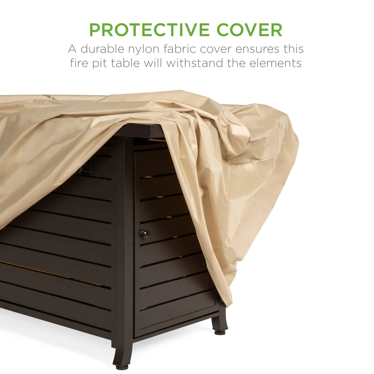 Best Choice Products 57in 50,000 BTU Rectangular Propane Aluminum Gas Fire Pit Table w/Cover, Glass Beads - Dark Brown