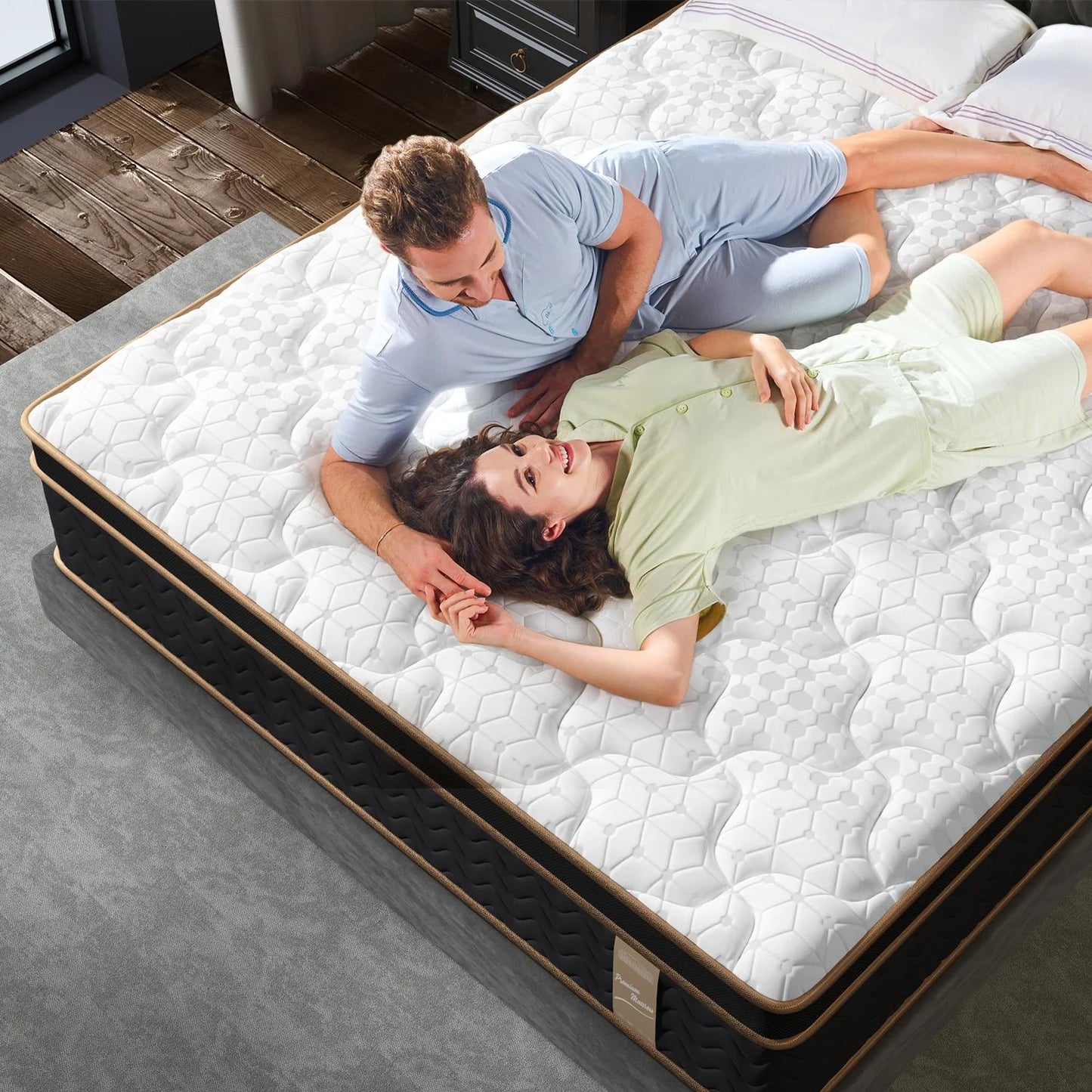 CoSoTower King Mattress, 10 Inch Plush Mattresses with Memory Foam, Fiberglass-Free Mattress in A Box, Individual Pocket Spring-Motion Isolation-Edge Support,Certipur-US Certified