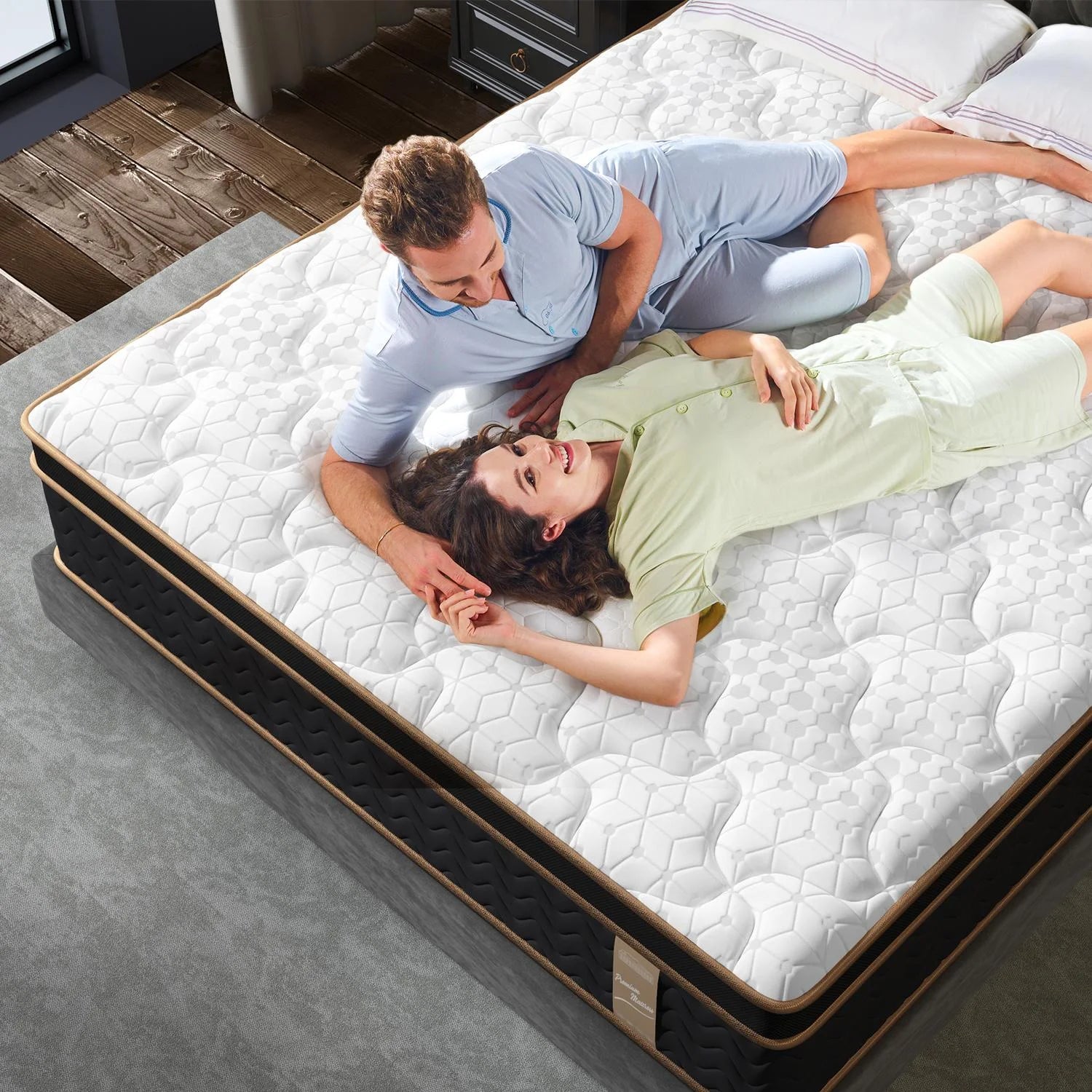 CoSoTower King Mattress, 10 Inch Plush Mattresses with Memory Foam, Fiberglass-Free Mattress in A Box, Individual Pocket Spring-Motion Isolation-Edge Support,Certipur-US Certified