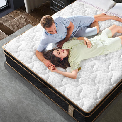 CoSoTower King Mattress, 10 Inch Plush Mattresses with Memory Foam, Fiberglass-Free Mattress in A Box, Individual Pocket Spring-Motion Isolation-Edge Support,Certipur-US Certified