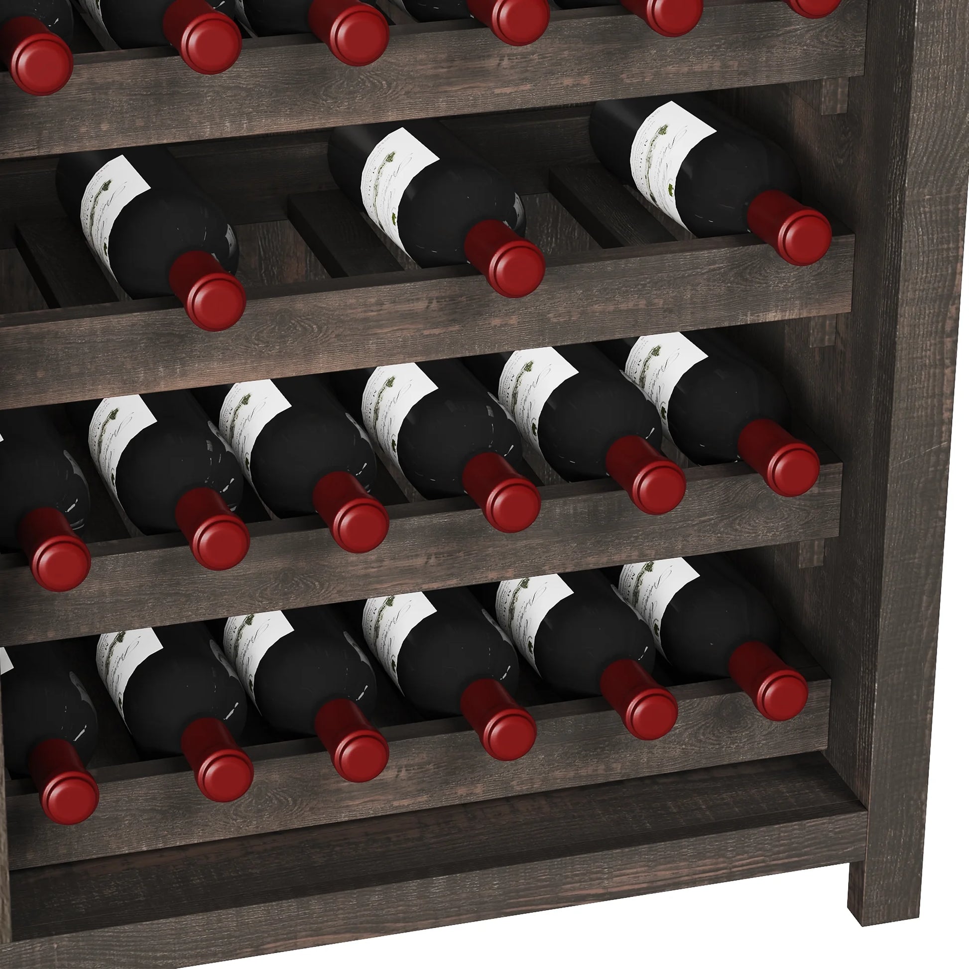 DWVO 47" Wine Bar Cabinet, Wine Cabinet with Charging Station and 16 Adjustable LED Light for Kitchen Living Room, Wine Bar Stand for Liquor and Glasses, Rustic Brown