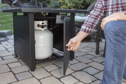 30" Square 30,000 BTU LP Gas Outdoor Fire Table with Black Fire Glass