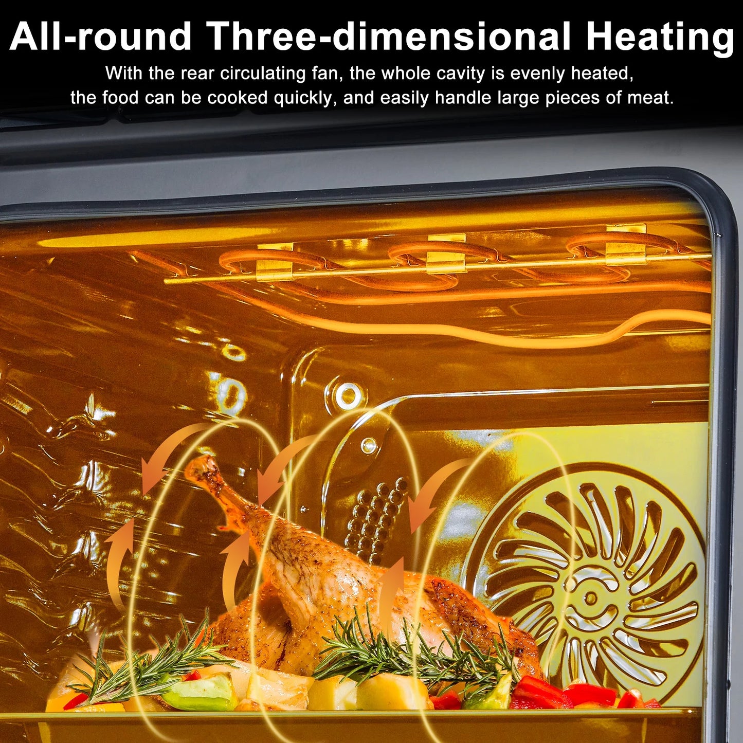 24" Electric Single Wall Oven - 70L Convection Oven with Air Frying, 2.5Cu.ft with 8 Baking Modes, 3D Surround Heating, Double-Layered Glass Door, Touch Control, Timer