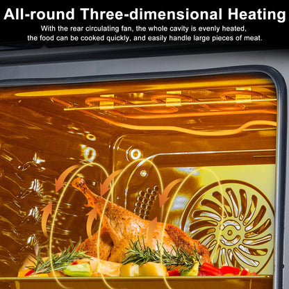 24" Electric Single Wall Oven - 70L Convection Oven with Air Frying, 2.5Cu.ft with 8 Baking Modes, 3D Surround Heating, Double-Layered Glass Door, Touch Control, Timer