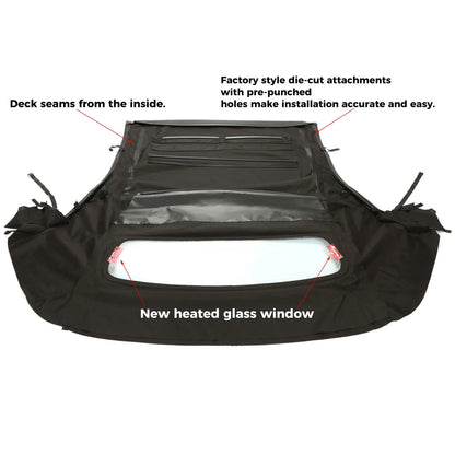 Kojem Convertible Sailcloth Soft Top W/Glass Window for 2005-2014 Ford Mustang