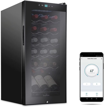 Ivation 18-Bottle Glass Door Compressor Refrigerator, Black