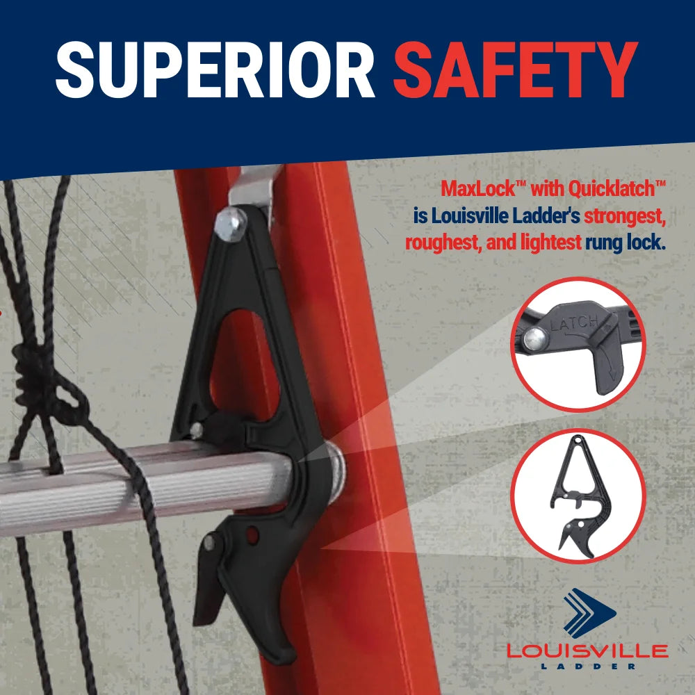 Louisville Ladder 16-Foot Fiberglass Extension Ladder, 300-Pound Load Capacity, Type IA, FE3216