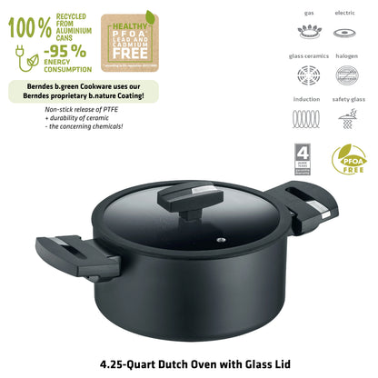 B.Green 4.25 Quart Dutch Oven with Glass Lid