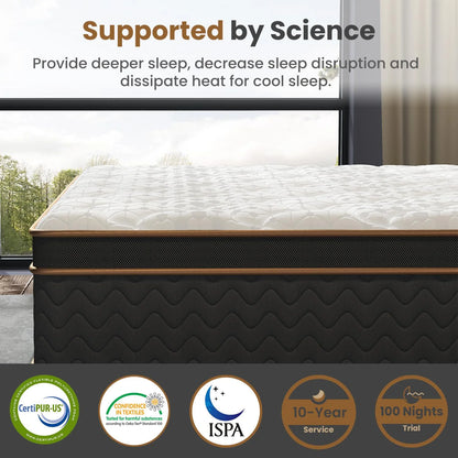10" Twin Plush Hybrid Mattresses with Independently Encased Coils & Gel Memory Foam, Fiberglass-Free, Motion Isolation-Edge Support, Mattress in a Box, CertiPUR-US Certified