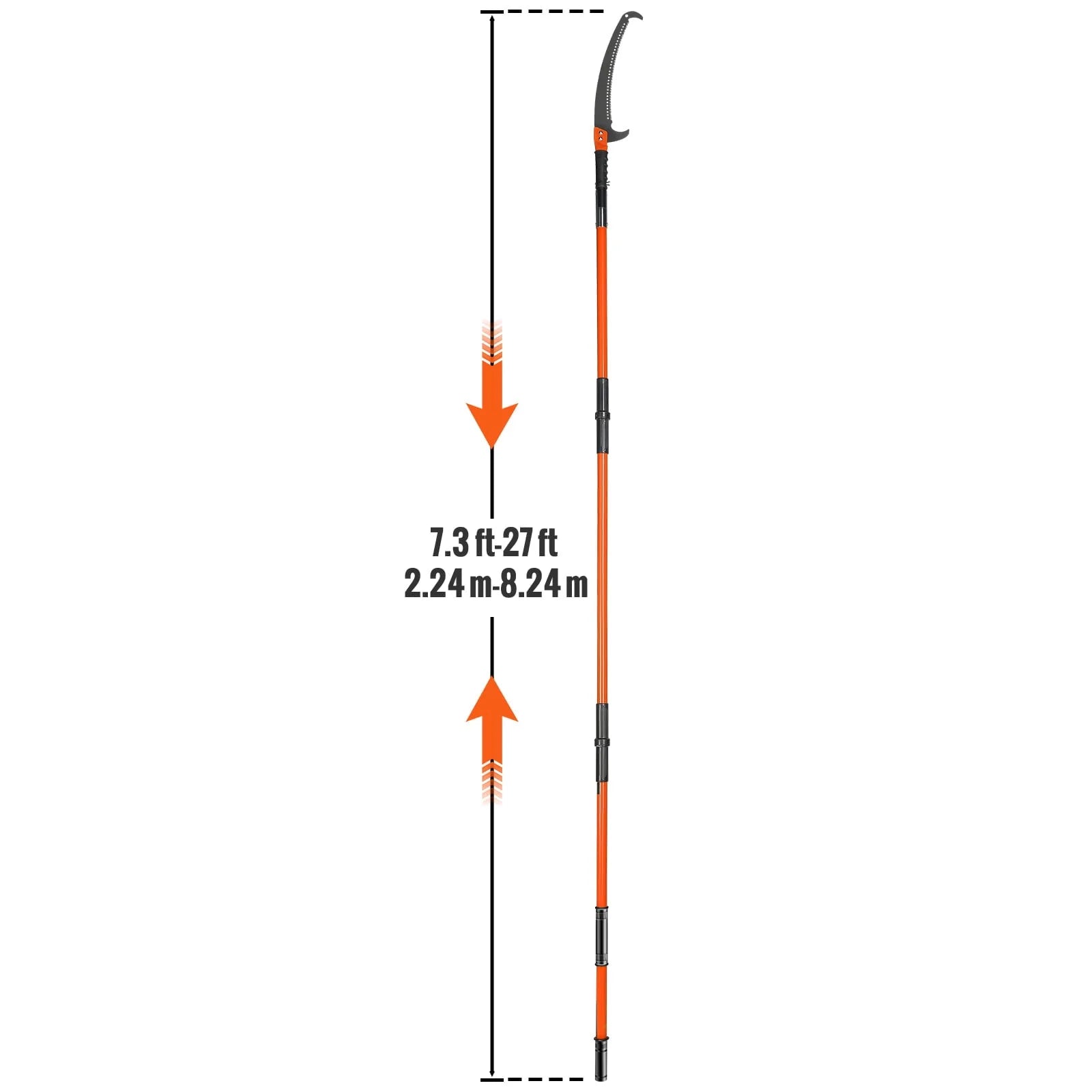 BENTISM Manual Pole Saw Extendable Tree Pruner 7.3-27 ft Fiberglass Pole Scissors