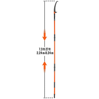 BENTISM Manual Pole Saw Extendable Tree Pruner 7.3-27 ft Fiberglass Pole Scissors
