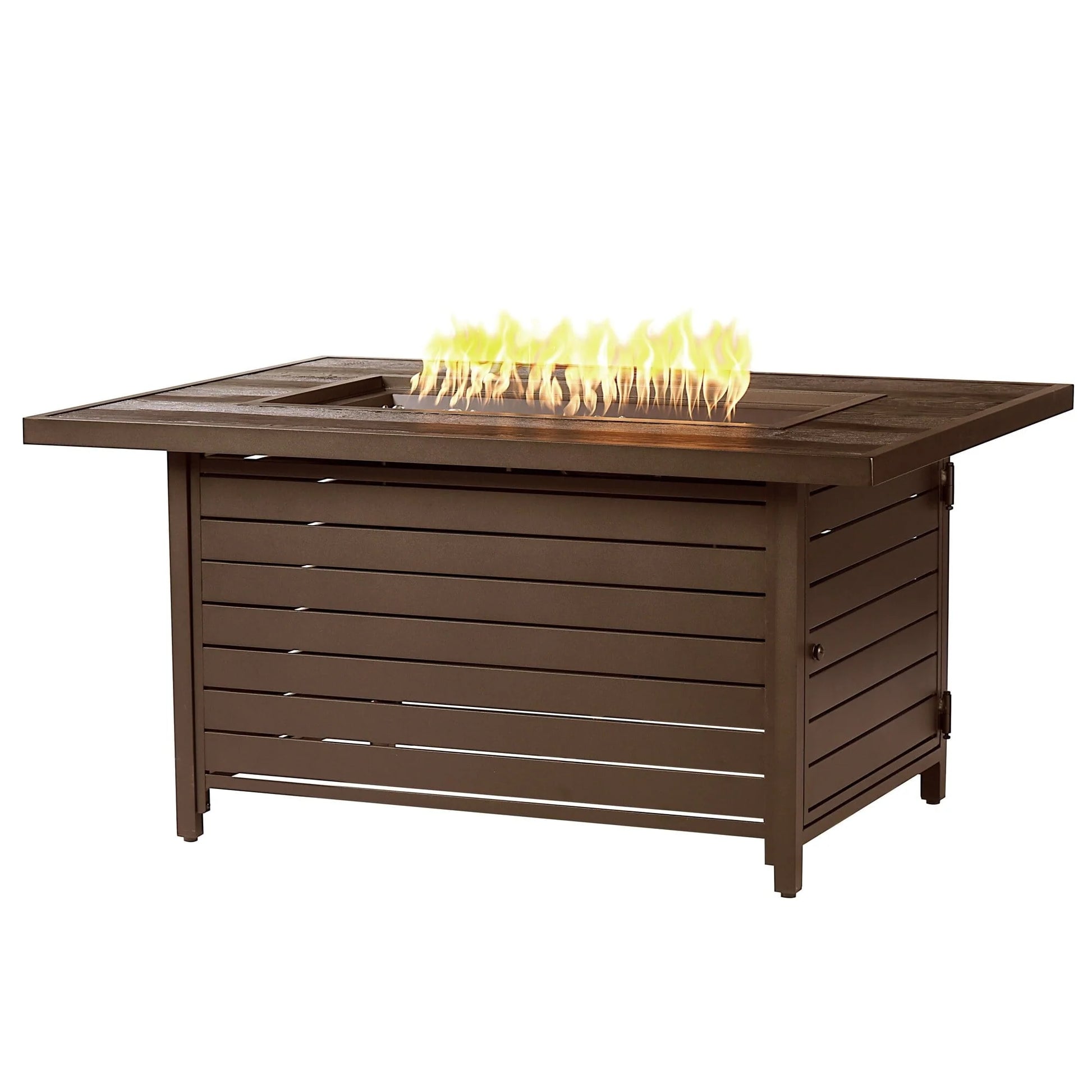 Rectangular 48 in. x 36 in. Aluminum Propane Fire Pit Table, Glass Beads, Two Covers, Lid, 57,000 BTUs - N/A Gold