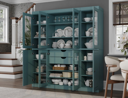 Palace Imports 100% Solid Wood Kitchen Pantry Storage Cabinet with Solid, Glass Doors, Adjustable Shelves and 2-Drawers, White