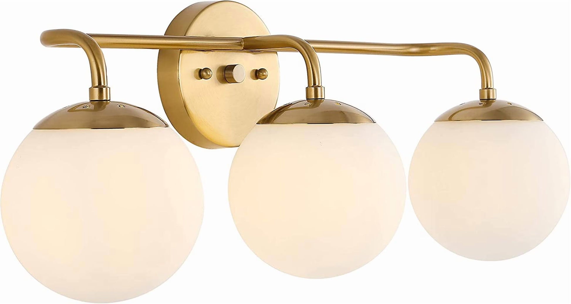 JONATHAN Y JYL3536A Parisian Globe 25" 3-Light Metal/Frosted Glass Modern Contemporary LED Vanity Midcentury Glam 2700K LED 4W Bulbs Entryway Lobby Kitchen Bathroom Bedroom Hallway, Brass Gold