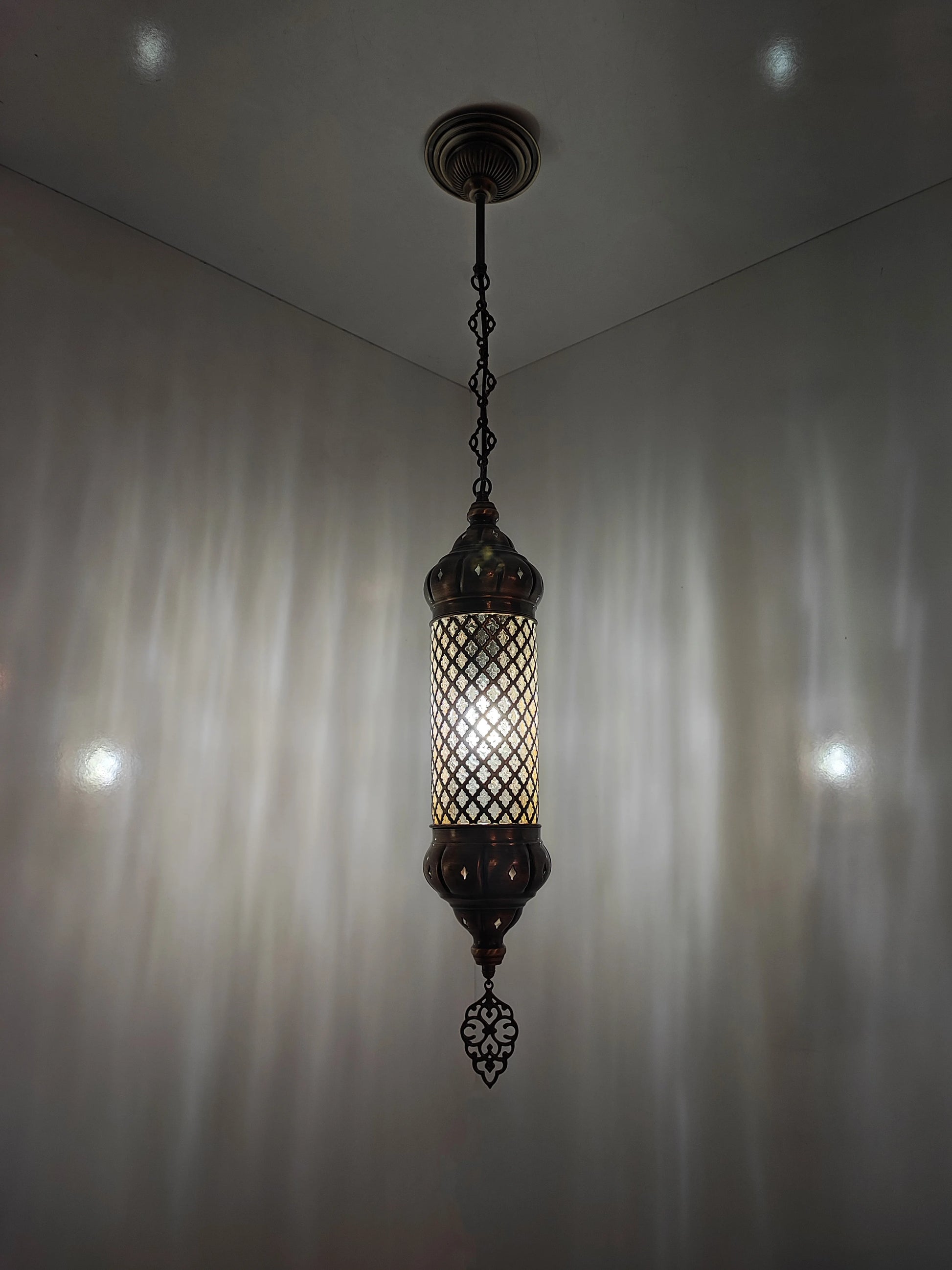 Angora Tantine Turkish Lamp | Blown Glass Turkish Pendant Hanging Lamps for Living Room (51.18")