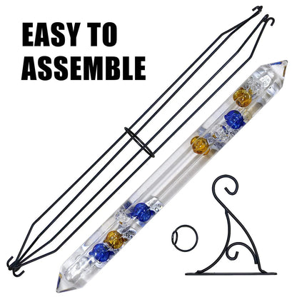 Glassic Gifts Outdoor Hanging Galileo Thermometer, Colored Glass Orbs with Free Bracket