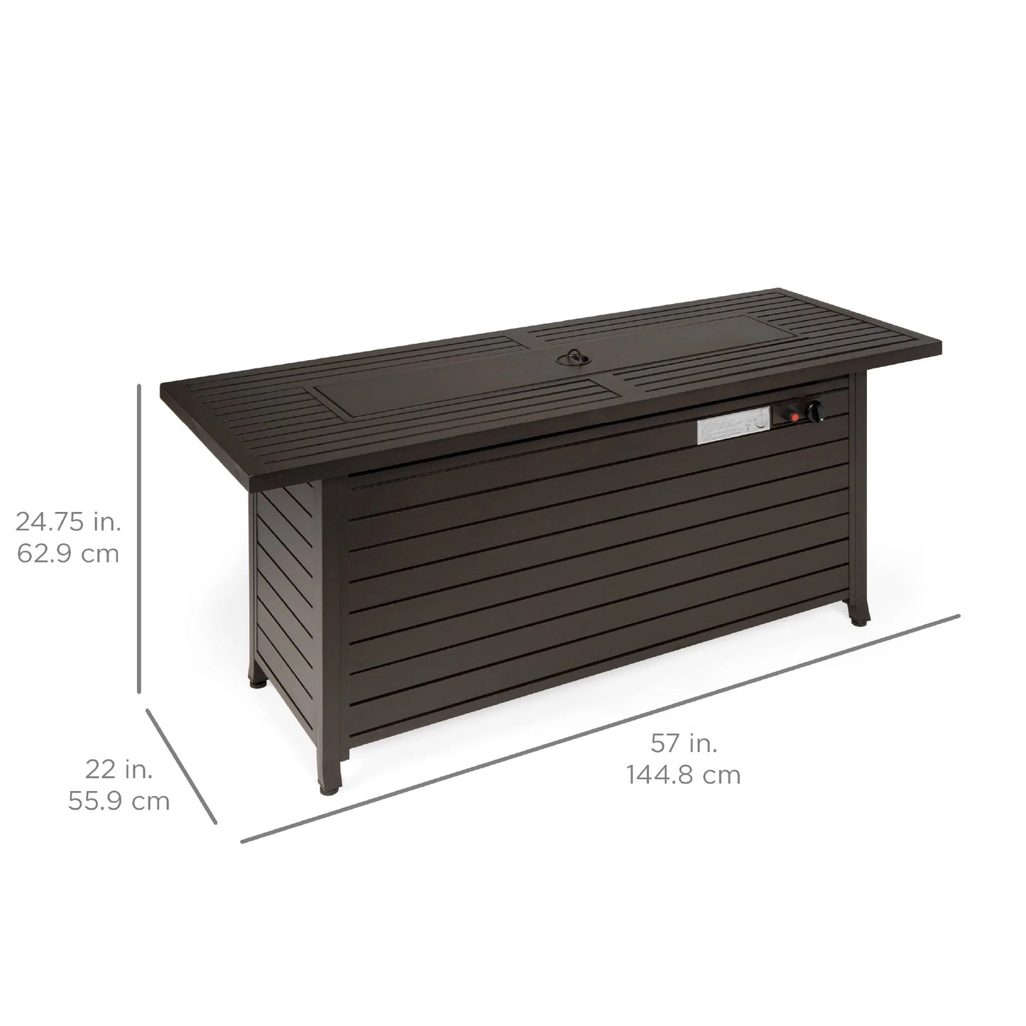 Best Choice Products 57in 50,000 BTU Rectangular Propane Aluminum Gas Fire Pit Table w/Cover, Glass Beads - Dark Brown