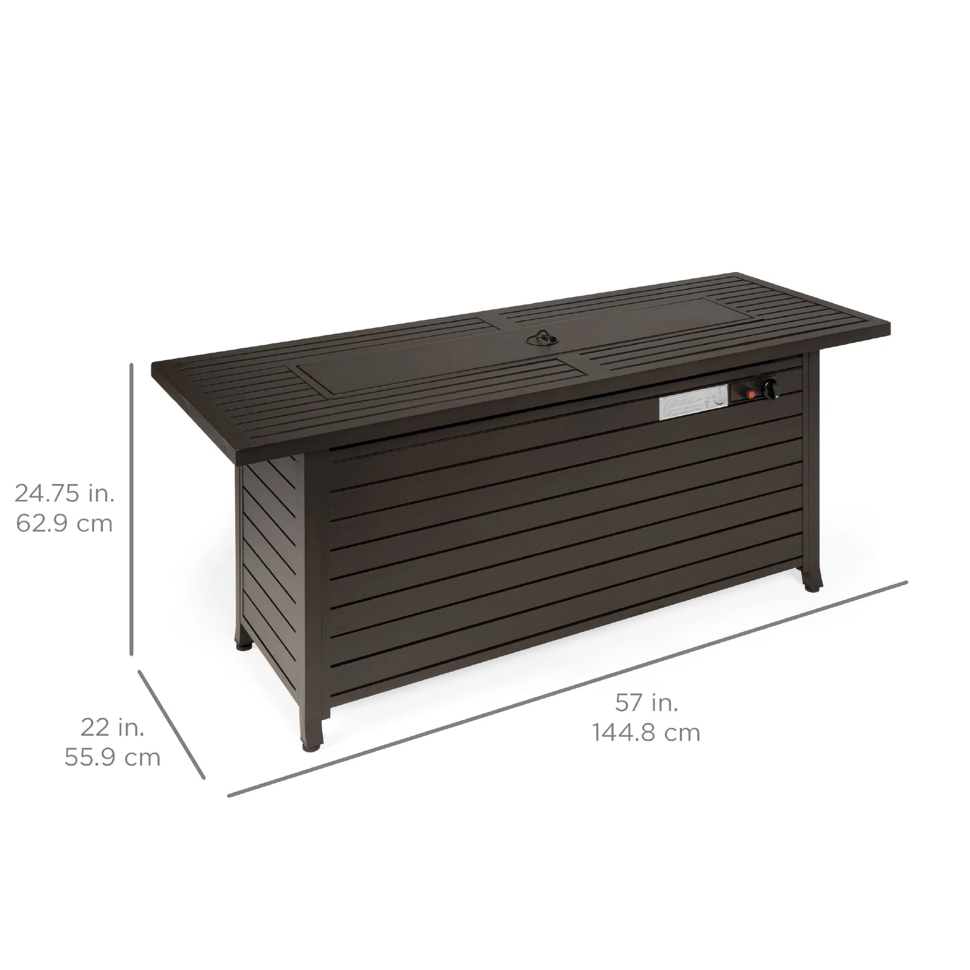 Best Choice Products 57in 50,000 BTU Rectangular Propane Aluminum Gas Fire Pit Table w/Cover, Glass Beads - Dark Brown