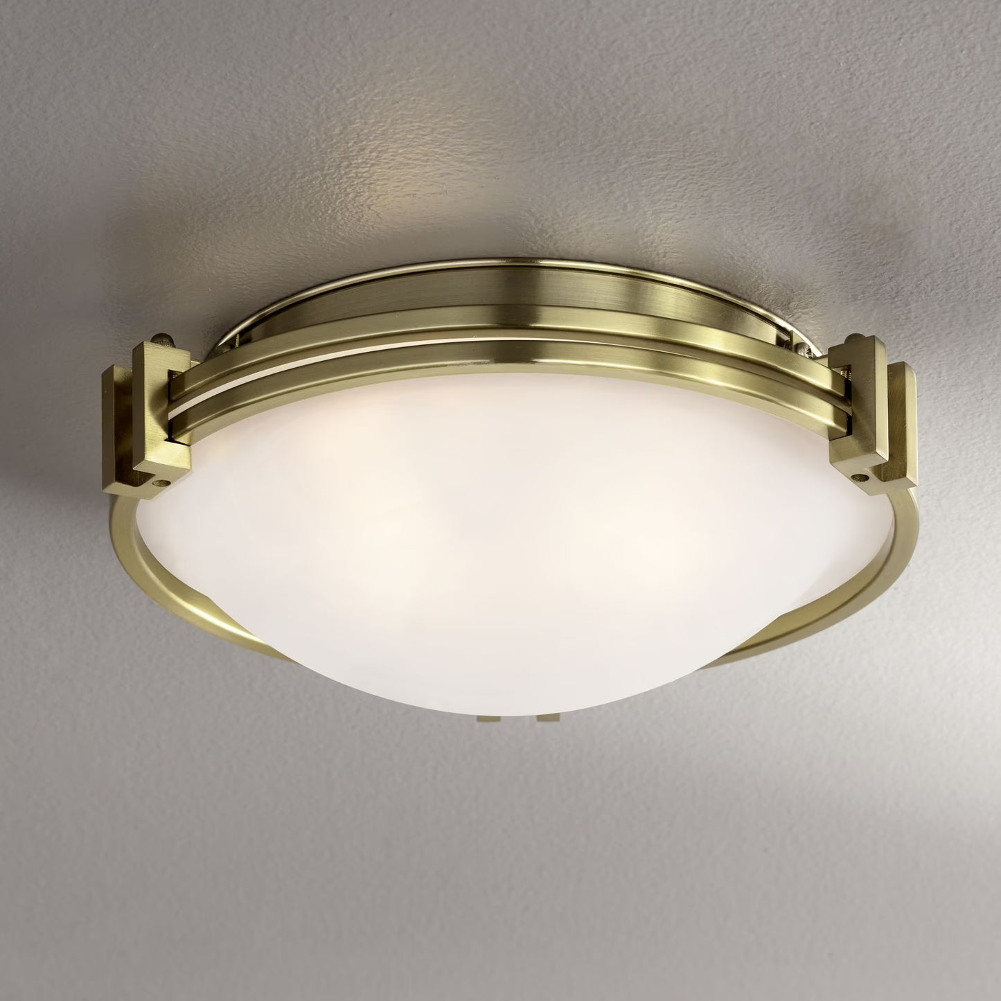 Possini Euro Design Deco Modern Ceiling Light Flush Mount Fixture 12 3/4" Wide Brushed Nickel 2-Light Marbleized Glass for Bedroom Kitchen Living Room