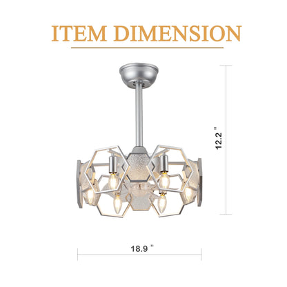 Cusp Barn 19 Inch Farmhouse Ceiling Fan with Remote, Vintage Cage Glass Light Fixture, Rustic Industrial Ceiling Fan for Patio, Kitchen, Bedroom